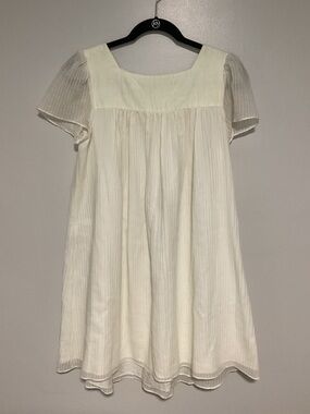 rag & bone Women Dress Size 8 Cream A-Line Short Sleeves Wool Blend Square Neck
